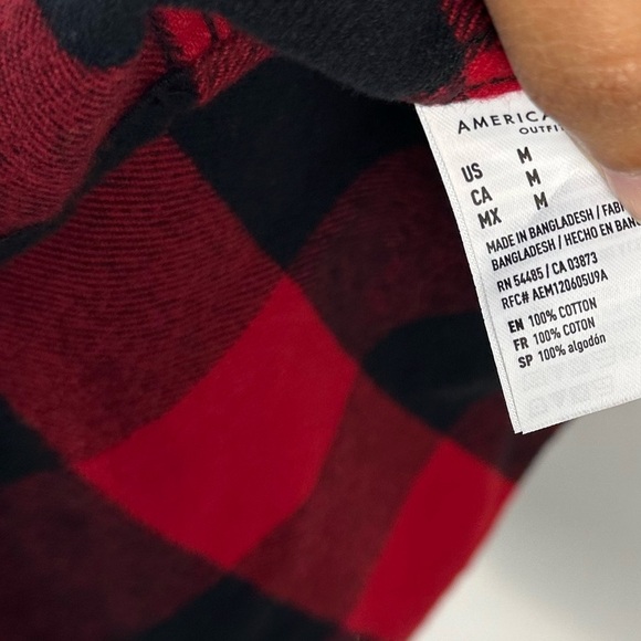 American Eagle Red Buffalo Check Cotton Soft Flannel Long Sleeve Men’s Sz M - Picture 5 of 7